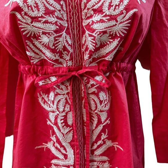 Michael Kors ~ bright Barbie pink with white embroidery ~ tunic ~ size Small - Picture 7 of 13